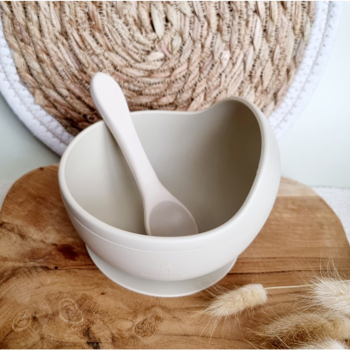 Siliconen kom met lepel - Beige