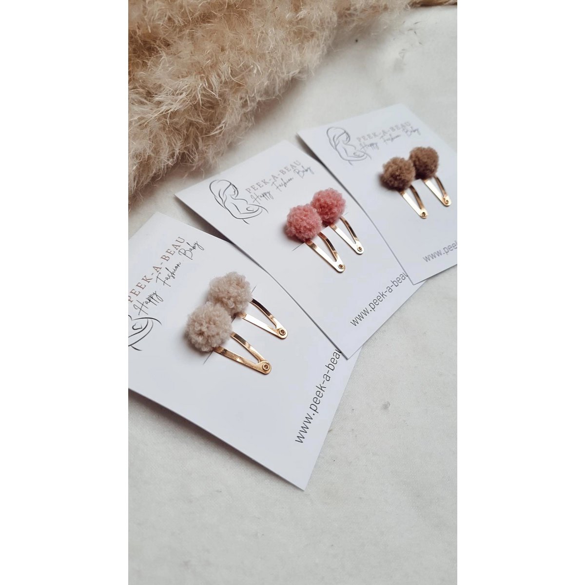 Haarklipjes - Pompom Beige